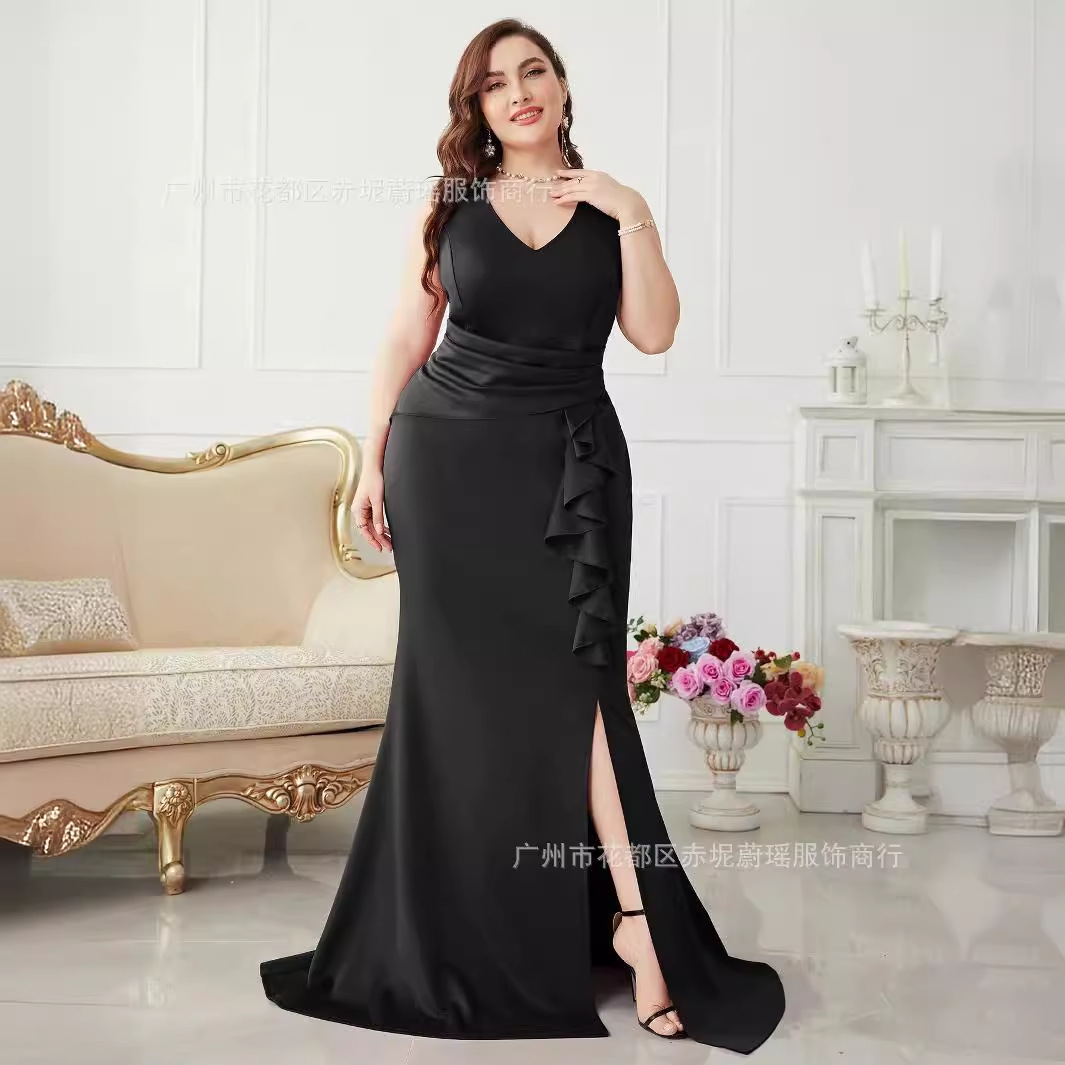 Evening Dress 2024 New Style Elegant Banquet Plus Size Sleeveless Slit High-End Socialite Dress with a Refined and Elegant Look