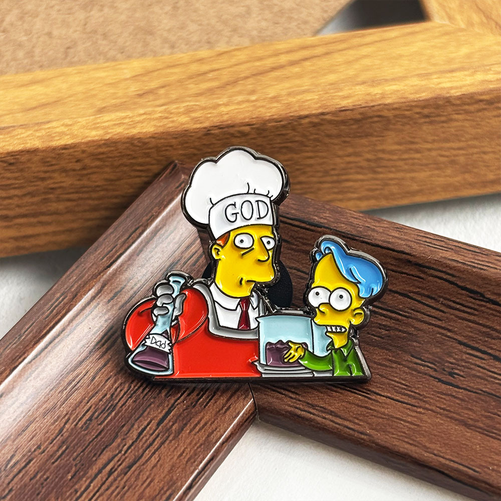 The Simpsons God Science Brooch Funny Cartoon Animation Metal Badge Pin Enamel Accessories