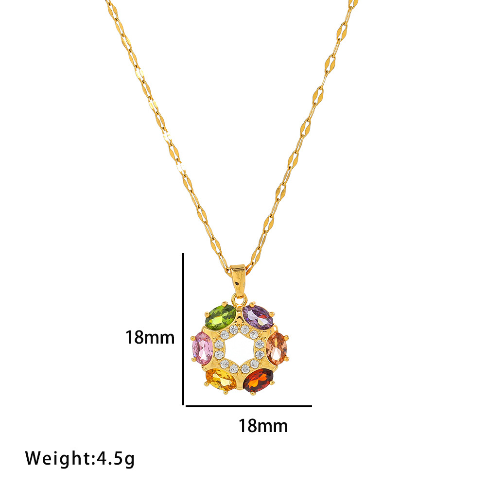 necklace colorful zircon flower niche light luxury new design pendant temperament suit titanium steel necklace_voghion.com
