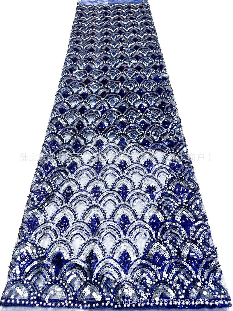 Fabricantes de escamas de pescado nueva tela de encaje de cuentas Gao Ding vestido de fiesta de baile de moda tela image 13