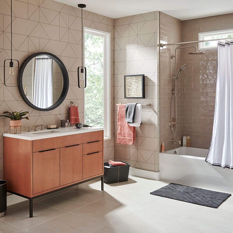 Shower head with rain shower and hand shower, 2.5 GPM, polished chrome plating and handle suit