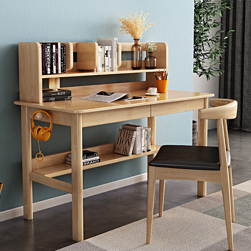 Escritorio de madera maciza estantería combinación moderna minimalista escritorio del hogar Escritorio de almacenamiento Escritorio de estudio del estudiante Escritorio de escritura