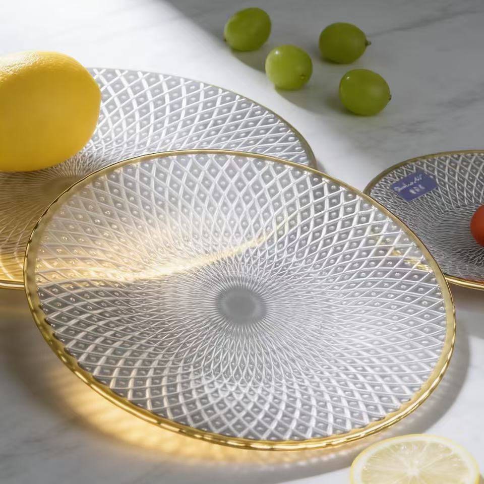 Platos de frutas de vidrio de Phnom Penh, platos de frutas de vidrio de lujo, platos de frutas secas de alta gama, KTV, platos de dulces creativos