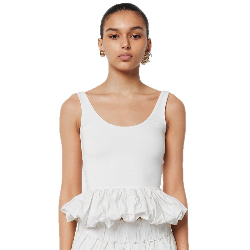 Top corto sexy sin mangas con corte ajustado y espalda descubierta, de color liso, estilo europeo y americano, para mujer, nueva colección primavera-verano 2026.