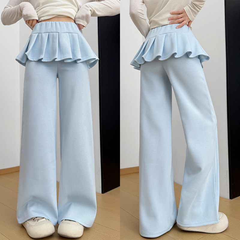 Korean-Style Faux Two-Piece Pleated Skirt Pants for Women, Spring and Autumn Thin High-Waisted Hip-Covering Casual Straight-Leg Pants, Versatile Drapey Skirt Pants Korean-Style Faux Two-Piece Pleated Skirt Pants for Women, Spring and Autumn Thin High-Waisted Hip-Covering Casual Straight-Leg Pants, Versatile Drapey Skirt Pants