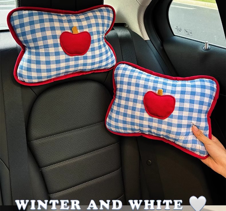 Cute car seat headrest car neck pillow comfortable blue apple series car pillow car pillow a pair of pillows