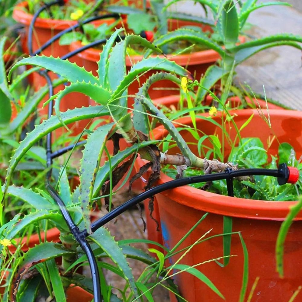 4 / 7 juntas capilares de riego por goteo invernadero de riego por goteo tubo de PE doble gancho de gancho único soporte de goteo tapón accesorios de micro-rociador