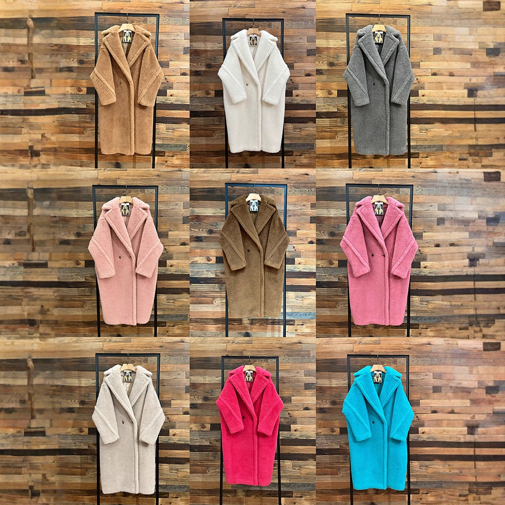 M家驼色泰迪熊皮草羊驼绒羊毛宽松廓形大衣秋冬保暖女长款外套女