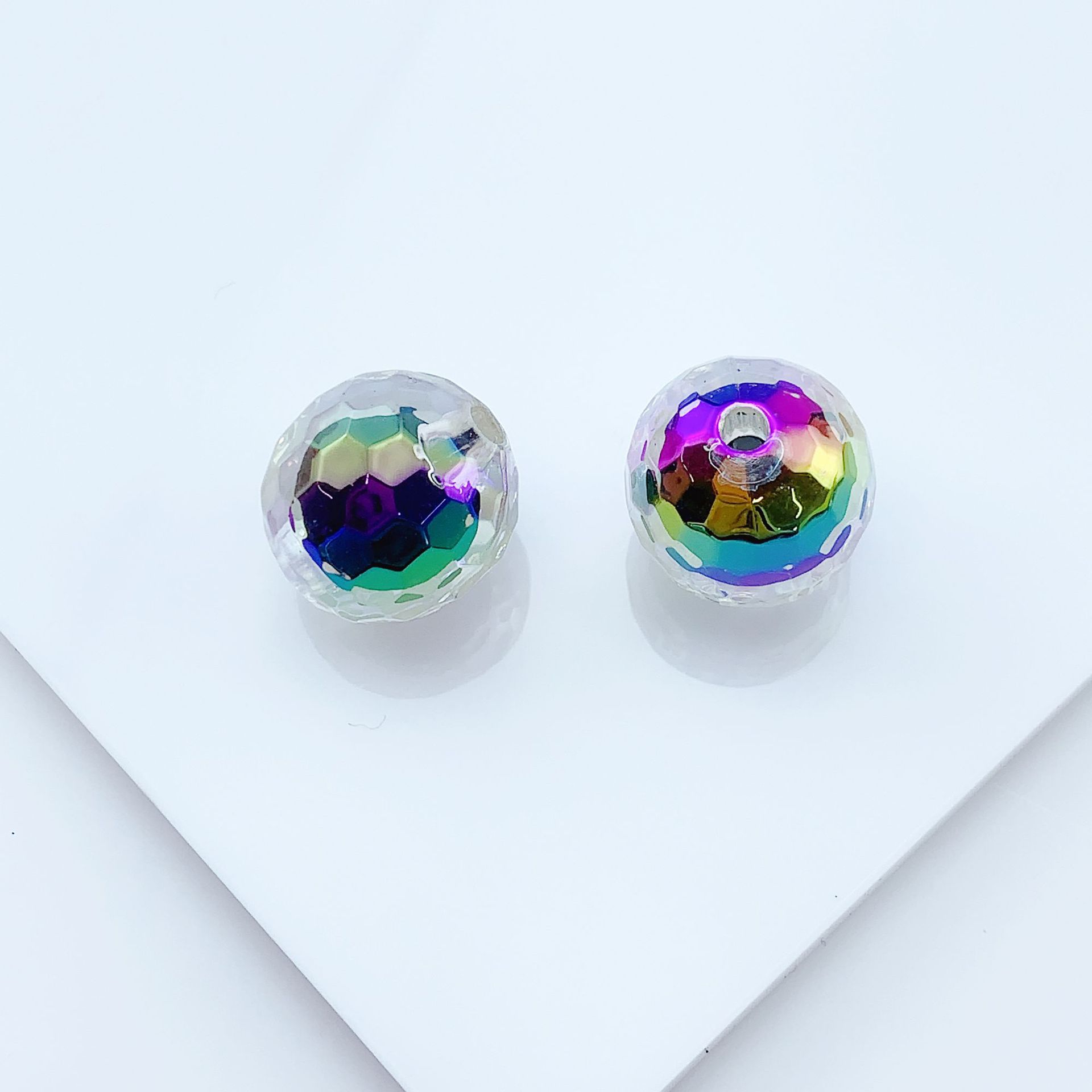 Cuentas de acrílico UV plateado serie oscura con agujero recto, para DIY pulseras, collares, cadenas de teléfono móvil y accesorios de joyería.