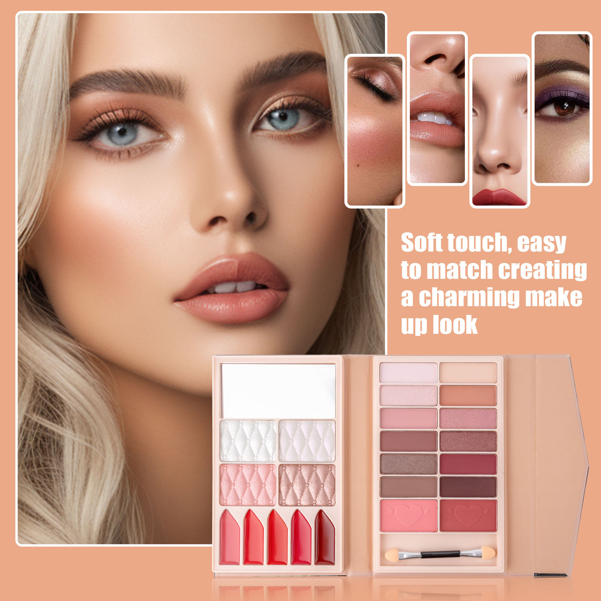 Cross-border bestseller multi-functional all-in-one makeup palette, matte pearlescent eyeshadow, lipstick, blush, contour and highlight all-in-one beauty makeup undefined