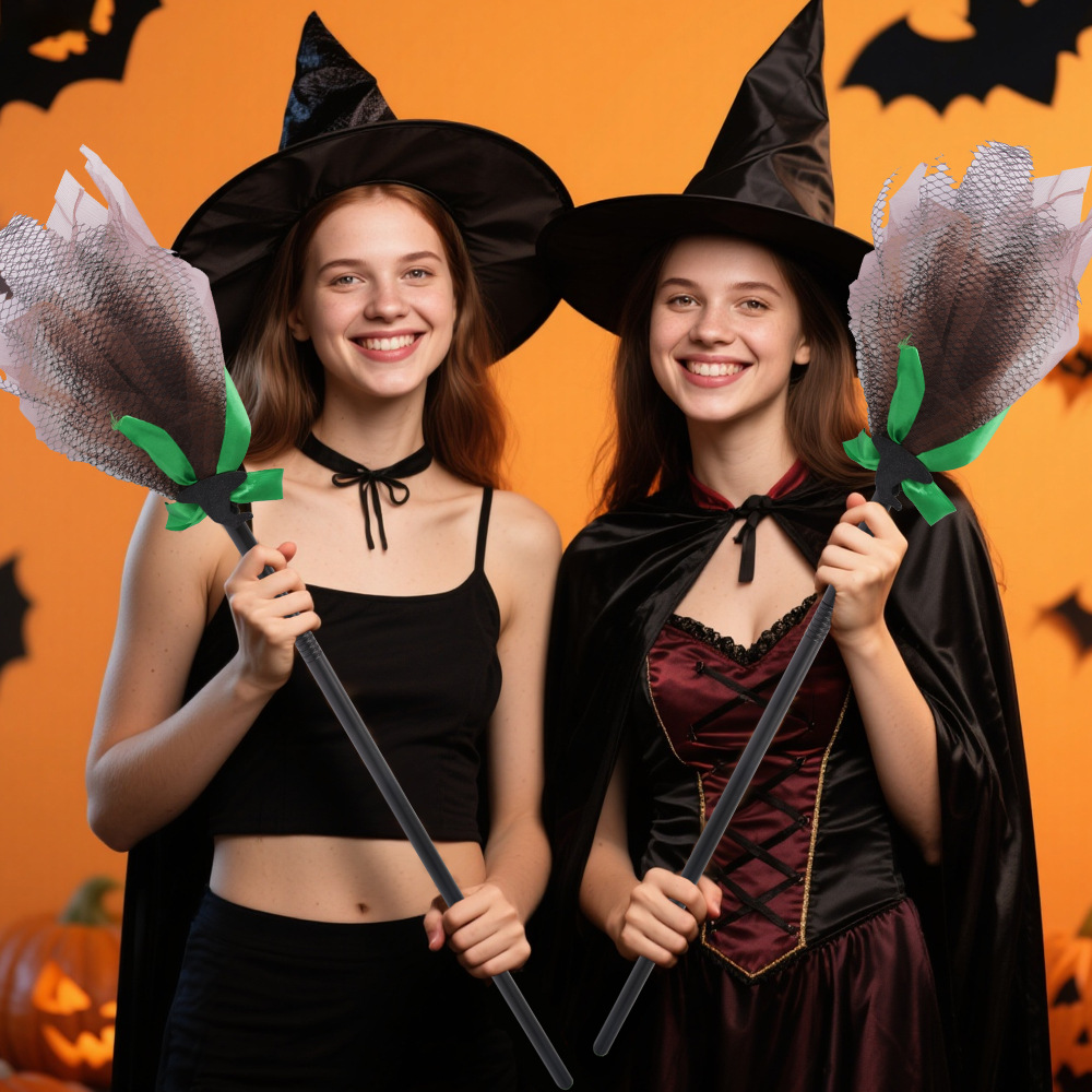 Nuevo Halloween bruja escoba desmontable escoba de malla para niños fantasmas decoración cosplay escoba voladora