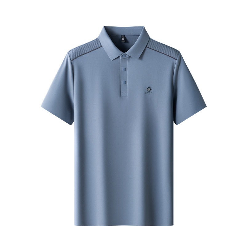 夏の新作若者と中年男性のTシャツルーズ半袖Tシャツビジネスラペルカジュアルトップ白Tシャツ|undefined