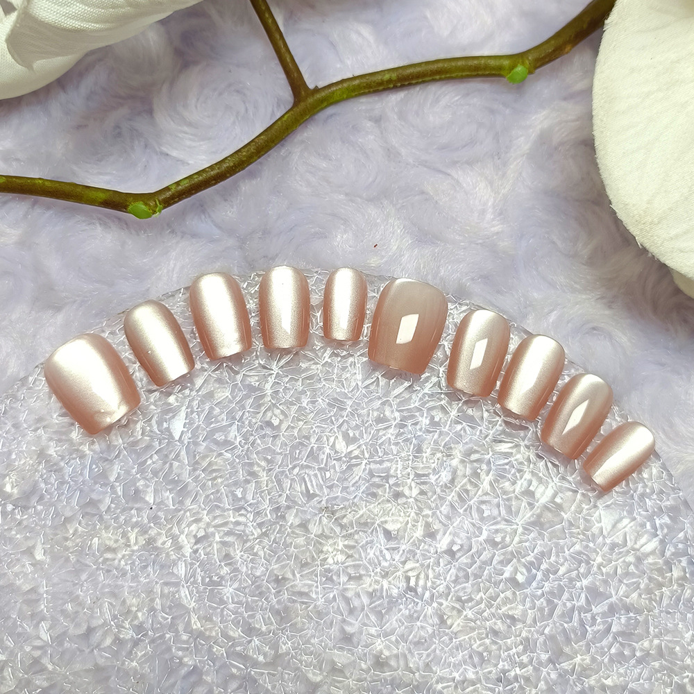 Polvo brillante de color sólido para usar uñas de ojo de gato polvo desnudo suave y elegante manicure 10 piezas escalera de código decimal pieza de uñas falsas