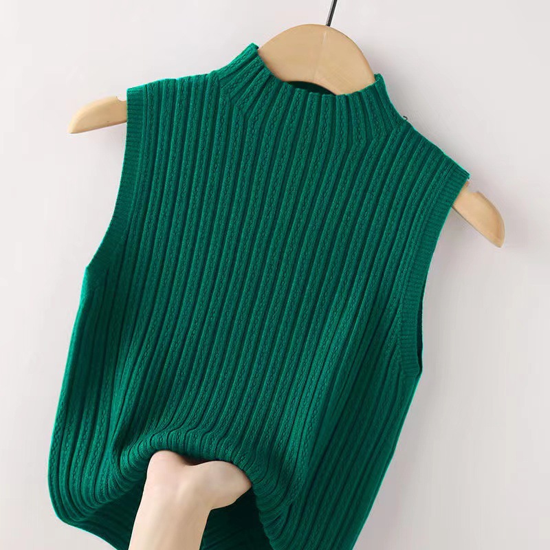 Camisole de soie de glace femmes 100 d'été base intérieure I court mi col tricoté sans manches T-shirt femmes haut à la mode style occidental