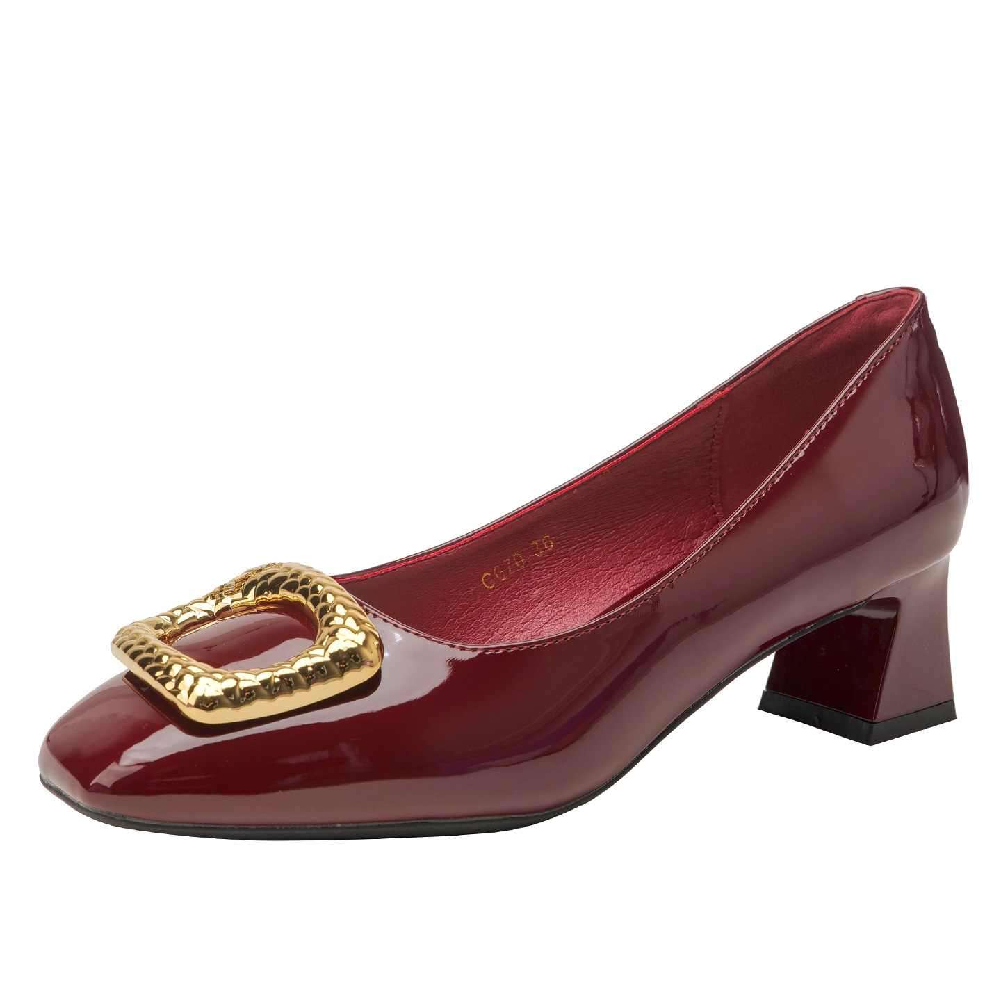 Soft Mary Jane 2026 Spring New French Patent Leather Toe Mid Chunky Heel Square Buckle Slip-On Single Shoes For Women_vogvips.com