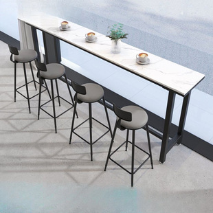Wall-Mounted Bar Table, High-Legged Table, Simple Home Living Room Dining Table, Narrow Table, Slate Long Table, Milk Tea Shop Table and Chair Combination