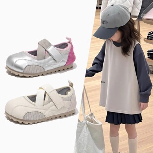 Girls Small Leather Shoes Children's Sports Sneakers 2025 New Spring and Summer Baby Girls Puff White Shoes Soft-soled Shoes