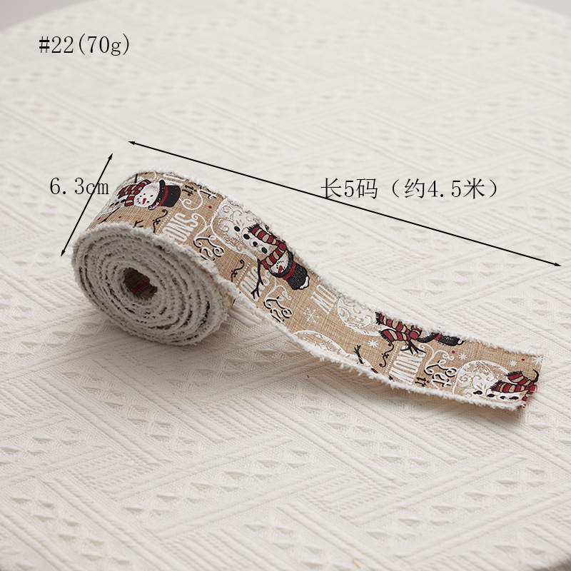 Buscando madera colgante de árbol de Navidad cinta DIY arco material decoración 5cm cinta de Navidad impresión lino