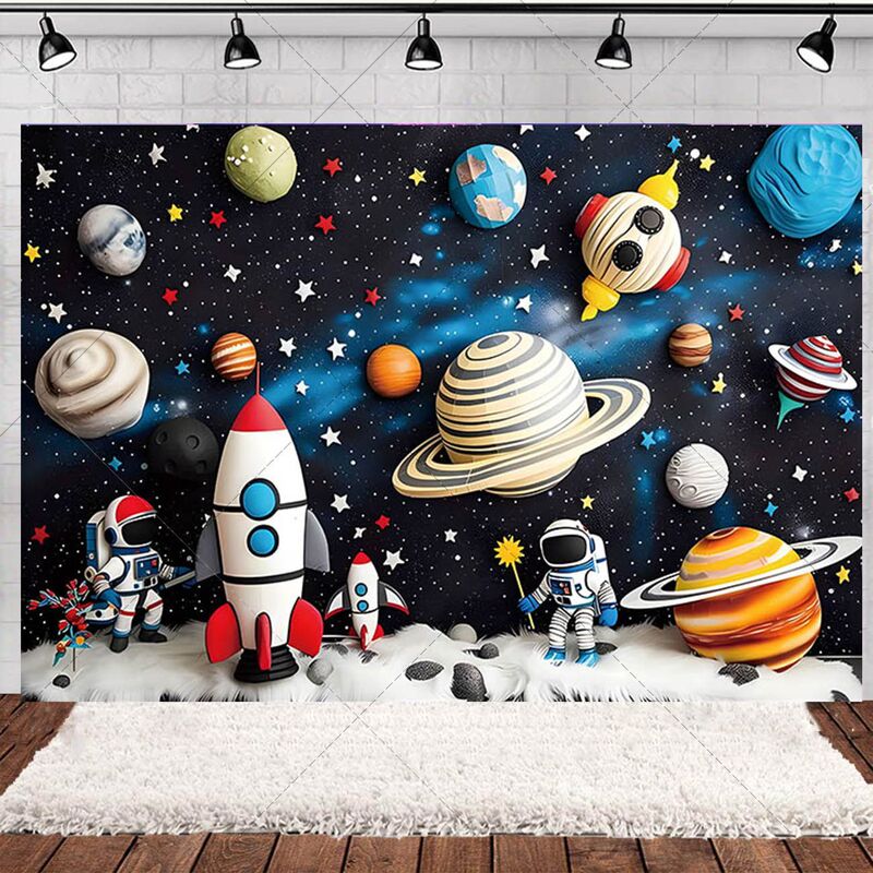 New Temu Space Planet Astronaut Theme Kidsren's Birthday Party Photo Photography Background Cloth Scene Banner New Temu Space Planet Astronaut Theme Kidsren's Birthday Party Photo Photography Background Cloth Scene Banner