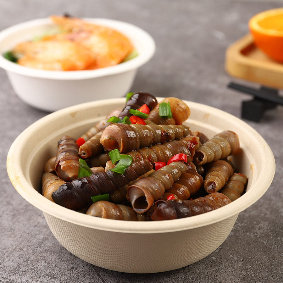 Disposable biodegradable household thick paper bowl round lunch box commercial tasting bowl fast food bowl tableware