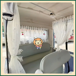 Three-Wheel Decorative Curtain Lace Self-Adhesive Curtain Velcro Style Solid Color Gauze Curtain Short Curtain Blackout Curtain