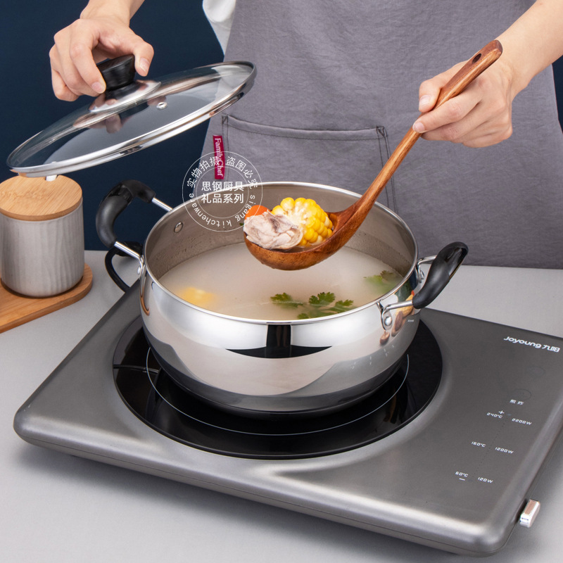 Stainless steel soup pot thickened large capacity Bakelite insulated handle induction cooker open fire pot good start gift for the Year of the Dragon