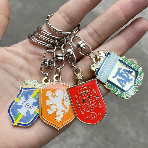 Football fan supplies Brazil Netherlands Italy France England Spain alloy keychain key chain