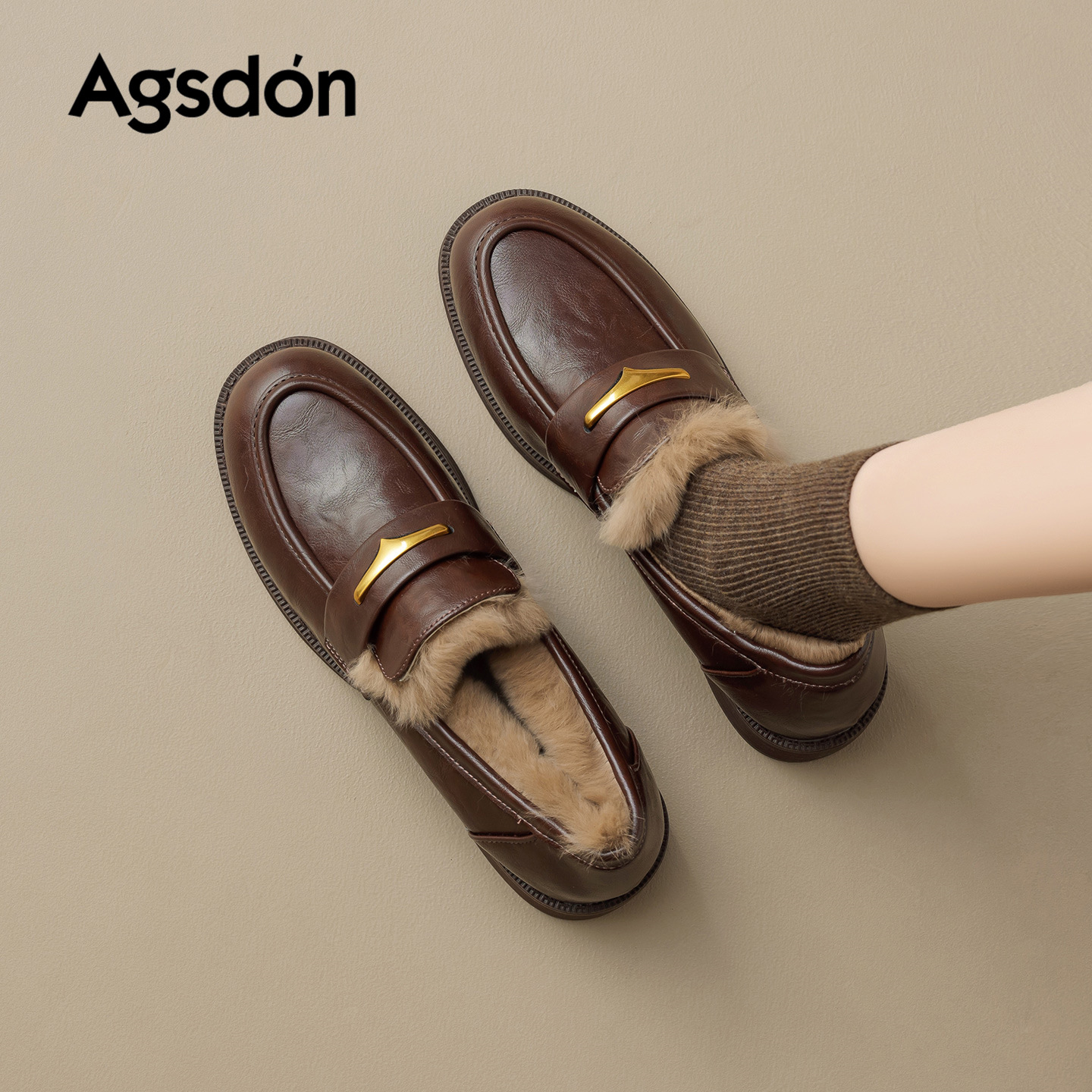 Zapatos de Lefour de Deng Xiaoping 2025 nuevos zapatos de invierno de lana de fondo grueso zapatos de algodón de nieve zapatos de cuero negro