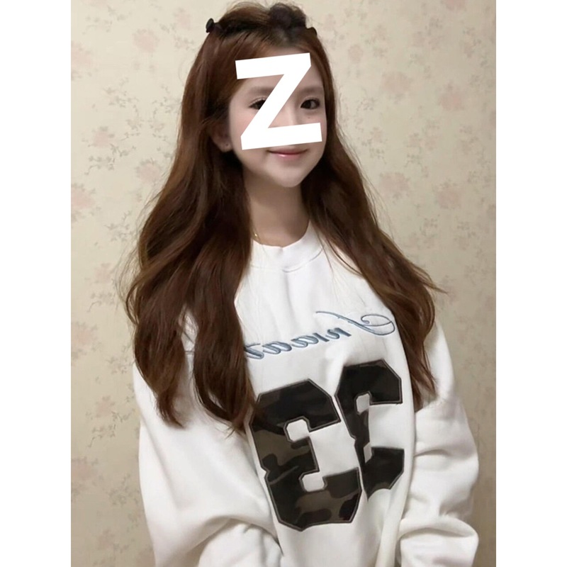 港风chic白色字母套头卫衣女春秋宽松显瘦松弛感休闲百搭气质外套|undefined