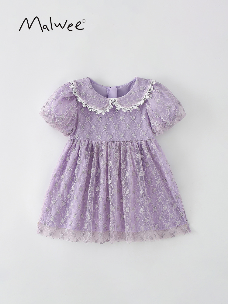 Spot malwee vestido de niña verano nuevo estilo europeo y americano vestido casual de princesa de manga corta para niños de estilo occidental