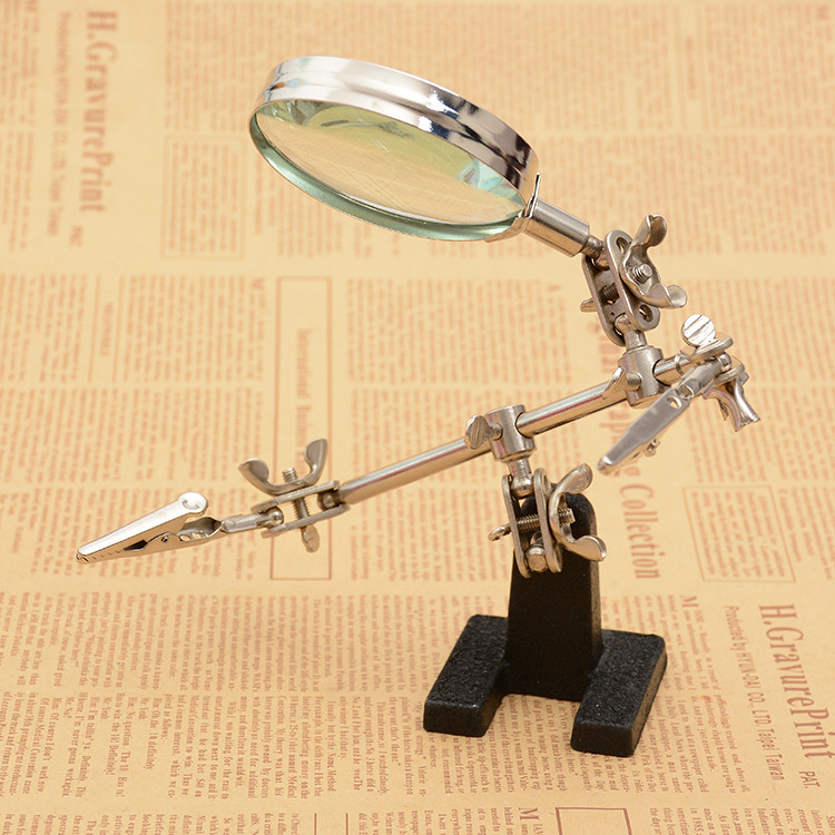 Jinghui manufacturer 60mm metal auxiliary clip electronic repair desktop desktop 16126 magnifying glass glass lens 501