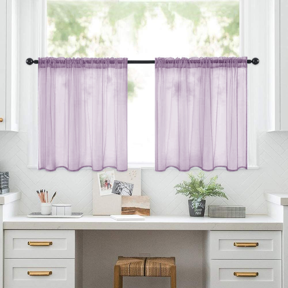 Cortinas semioscuras prefabricadas de terileno de doble barra para cocina y baño, de Amazon, en stock.