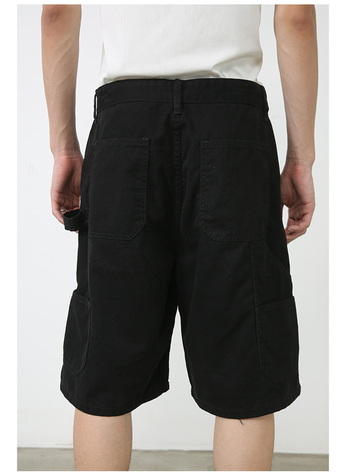 Quần short nam denim ống rộng , lưng cao thoải mái mặc mùa hè — Màu cà phê, Màu xanh lá, Màu đen chi tiết 16
