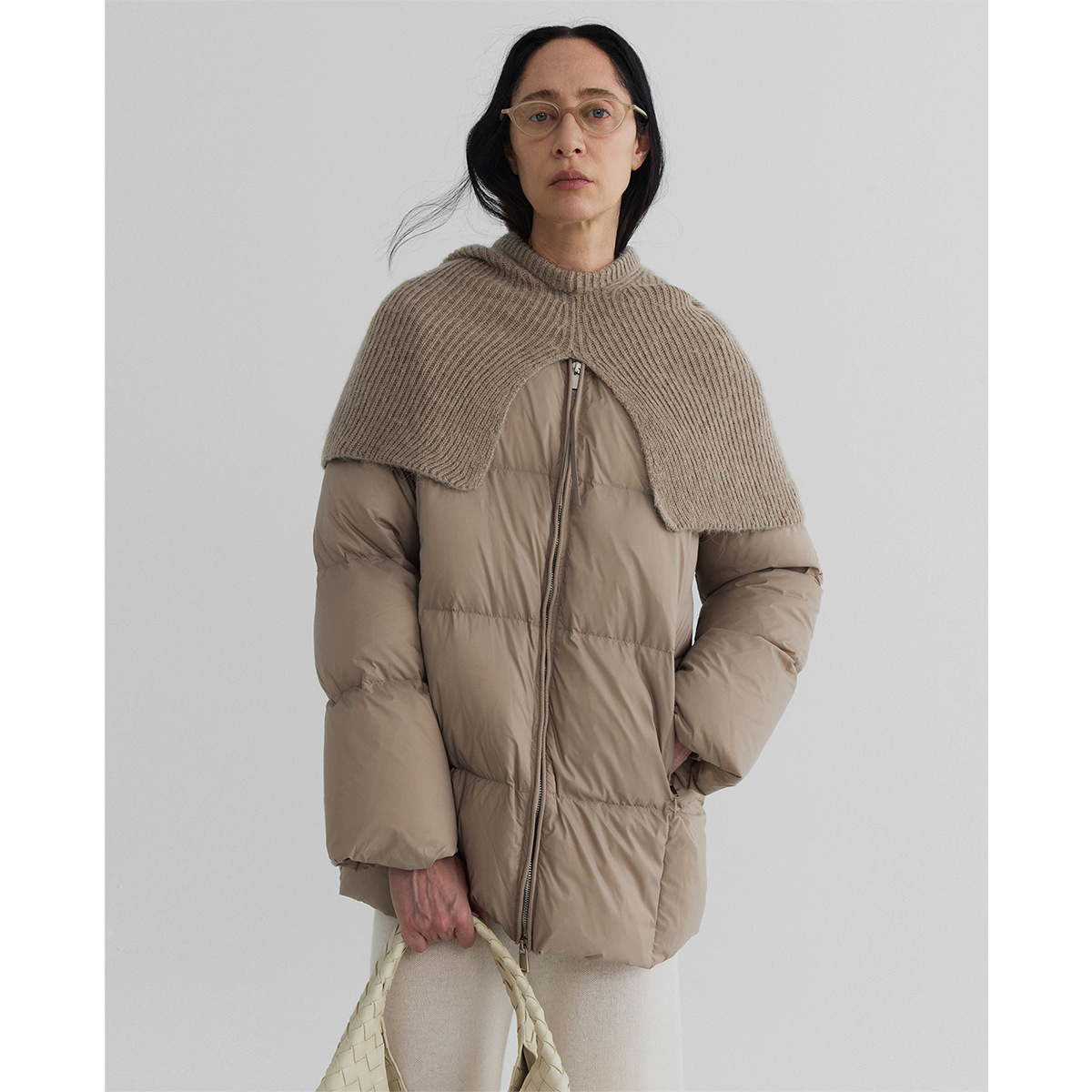 Woolen knitted dress with hood