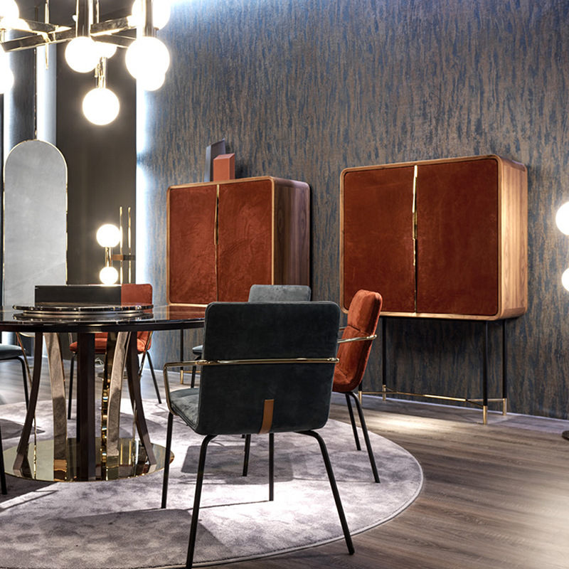 Italian Light Luxury Wine Cabinet Living Room Wine Rack Wall-Mounted French Style Home High-End Modern Living Room Wine Cabinet High Cabinet