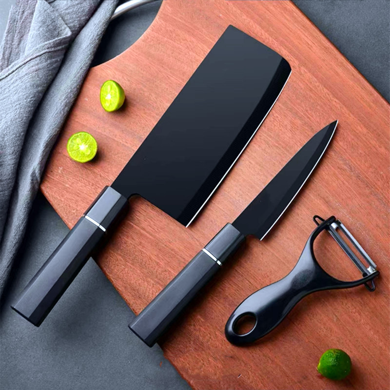 Black knife ladies knife stainless steel sharp kitchen dormitory knife fruit knife peeler gift knife suit