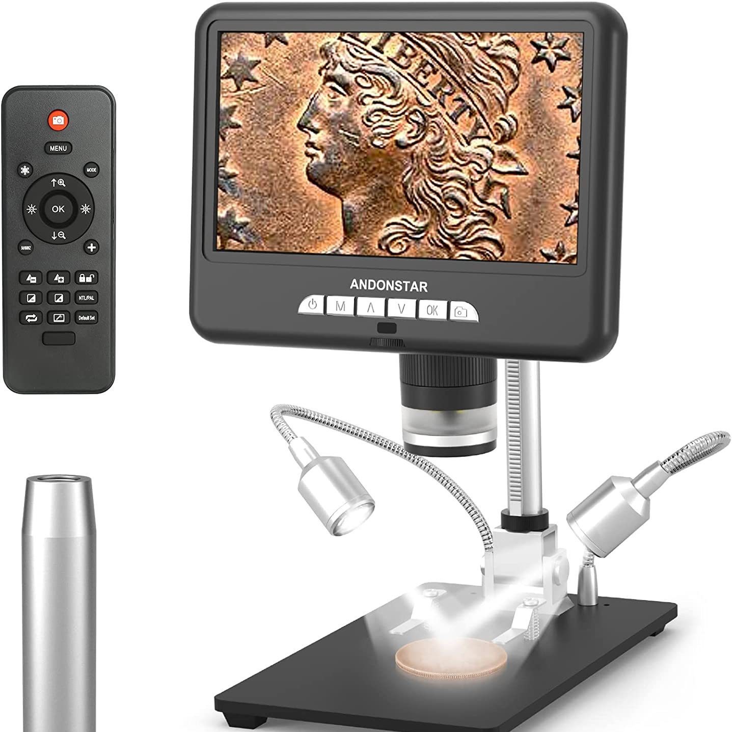安东星AD207S高清7寸电子显微镜HDMI维修 建盏古玩硬币数码放大镜