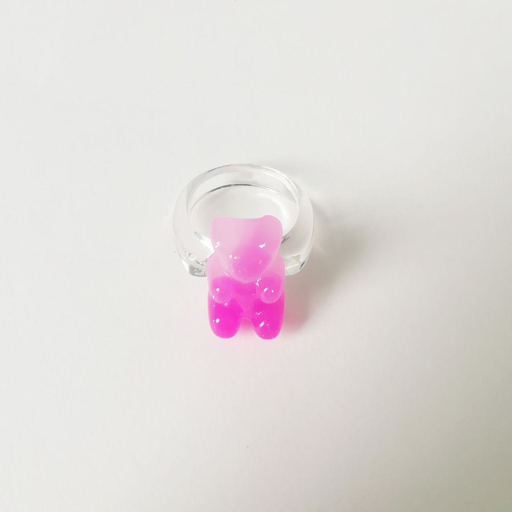4g Weight Rings Classification 1 Piece Quantity Daily Occasion Acrylic Material Bear Pattern Women's Gender Cute Style Cute Bear Arylic Women's Rings 25