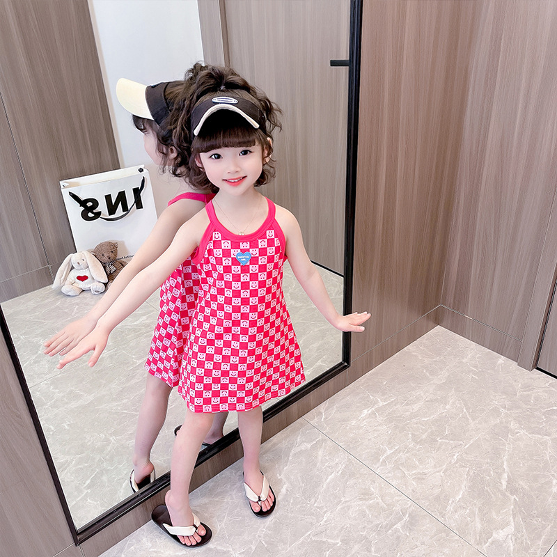 Ropa para niños verano nueva seda de hielo niñas estilo occidental vestido de Liga vestido suelto para niños bebé estilo coreano Vestido de playa