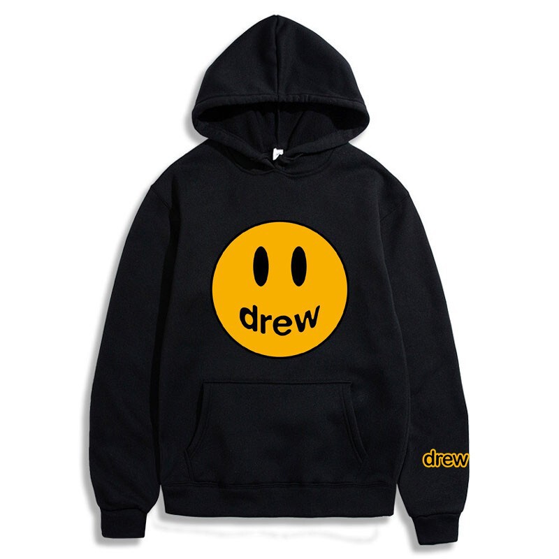 Autumn and Winter Cross-Border Men's Velvet Hooded Sweatshirt Justin Bieber's Same Style Drew Smiley Face Sweatshirt Trend