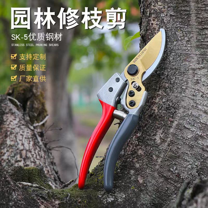 V3修枝剪SK5钢强力园林树枝剪刀多红能家用盆景园艺剪刀厂家批发