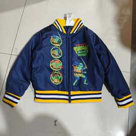 外贸尾单男童卡通图案立领棒球服中大童棉衣