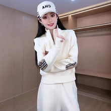 网红同款流行深冬搭配一整套新款半开领套头减龄加厚卫衣两件套女