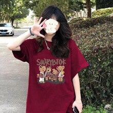 纯棉t恤女国潮风短袖正肩显白圆领半袖T恤女上衣纯棉t恤女