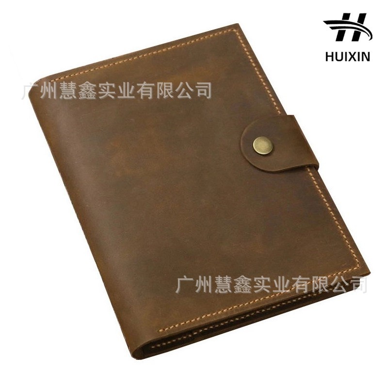 High-End Gift First-Layer Cowhide Snap-Button Passport Holder Travel Large-Capacity Passport and Id Card Holder iPad Tablet Bag