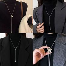 跨境简约蝴蝶可调节项链小众百搭轻奢毛衣链女高级感时尚气质饰品