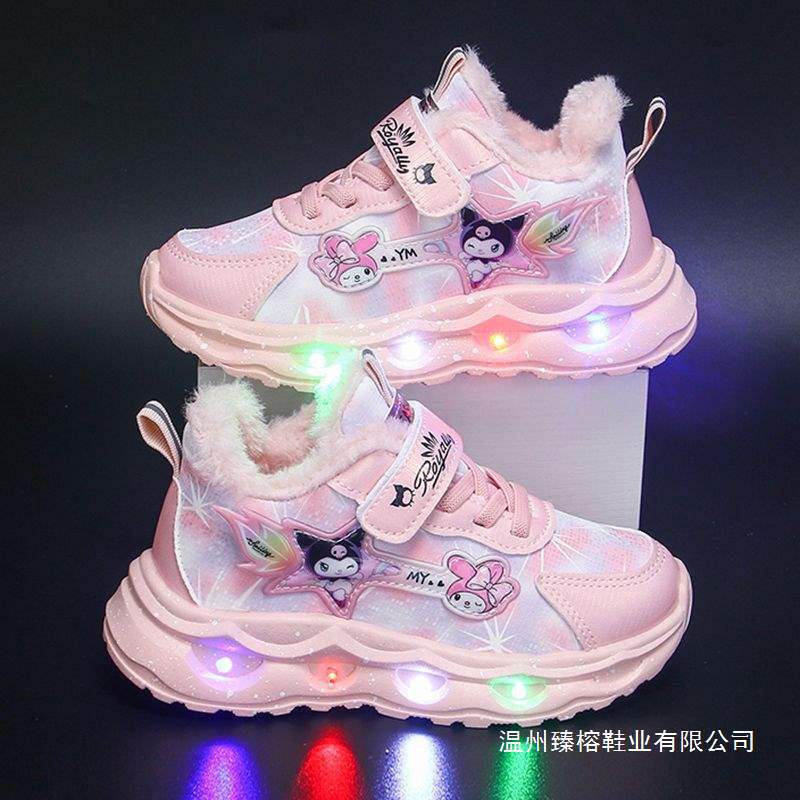 Girls' Shoes with Lights 2025 Autumn and Winter New Style Fleece-Lined Warm Sports Shoes Baby Leather Waterproof Soft-Soled Running Shoes Girls' Shoes with Lights 2025 Autumn and Winter New Style Fleece-Lined Warm Sports Shoes Baby Leather Waterproof Soft-Soled Running Shoes