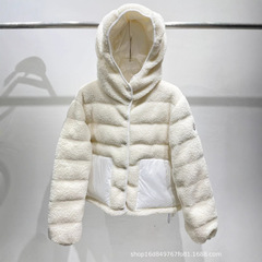 24秋冬新款洋气韩系软软呼呼的羊羔毛连帽羽绒服外套