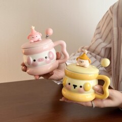 生日礼物高颜值可爱生日帽小熊马克杯带盖勺实用水杯子送女生朋友