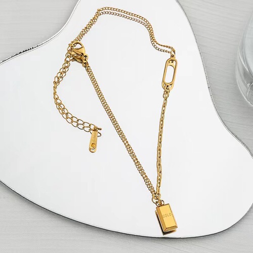 New Korean Style Titanium Steel Rose Gold Rose Foot Chain for Women, Simple Double Layer Geometric Student Foot Ring Small Accessory Wholesale